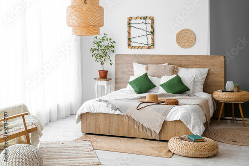 Interior of cozy bedroom wi...