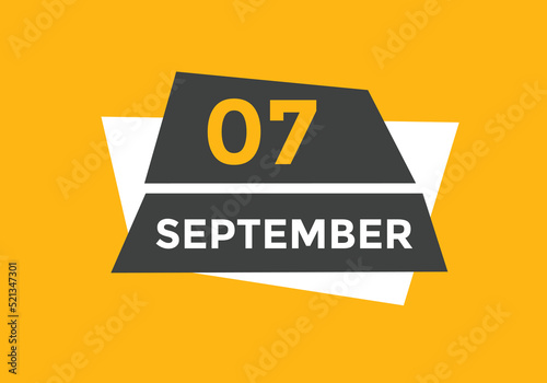september 7 calendar reminder. 7th september daily calendar icon template. Vector illustration 
