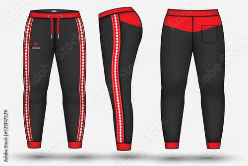  Trouser design template for technical fashion illustration and trousers pant design for Sweatpants design and mockup