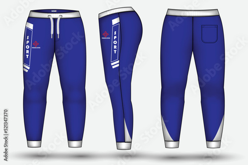  Trouser design template for technical fashion illustration and trousers pant design for Sweatpants design and mockup