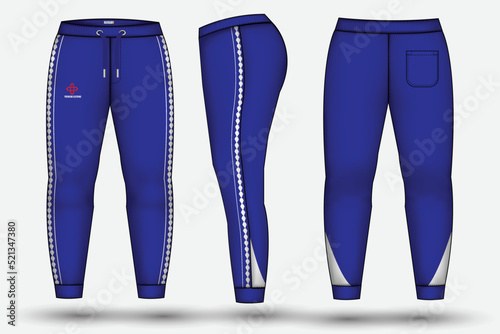 Trouser pant design template and technical fashion illustration for trousers and Sweatpants design	