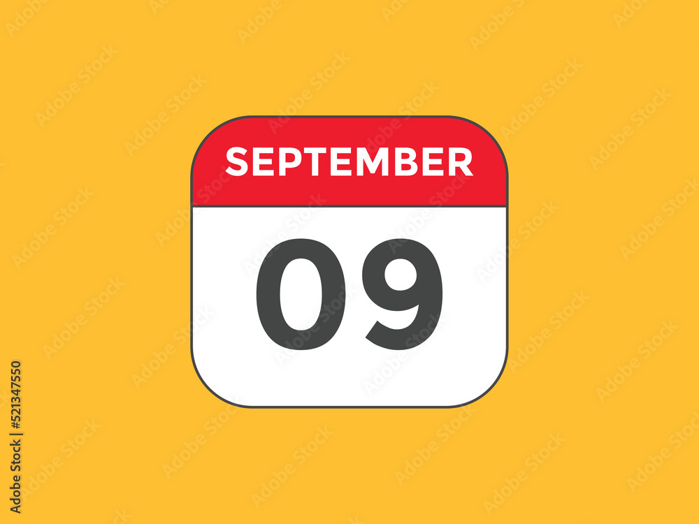september 9 calendar reminder. 9th september daily calendar icon template. Vector illustration 
