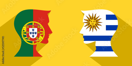 face to face concept. portugal vs uruguay. vector illustration