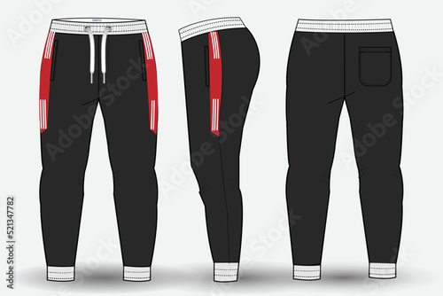 Trouser design template for technical fashion illustration and trousers pant design for Sweatpants design and mockup