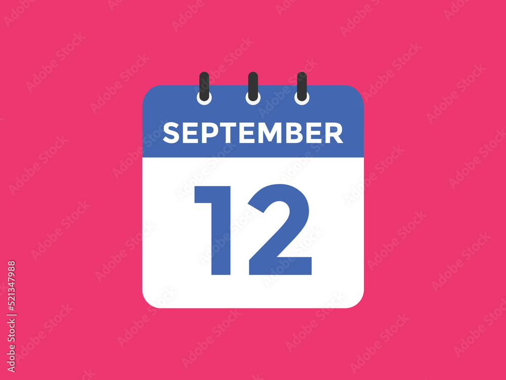 september 12 calendar reminder. 12th september daily calendar icon template. Vector illustration
september 12 calendar reminder. 12th september daily calendar icon template. Vector illustration