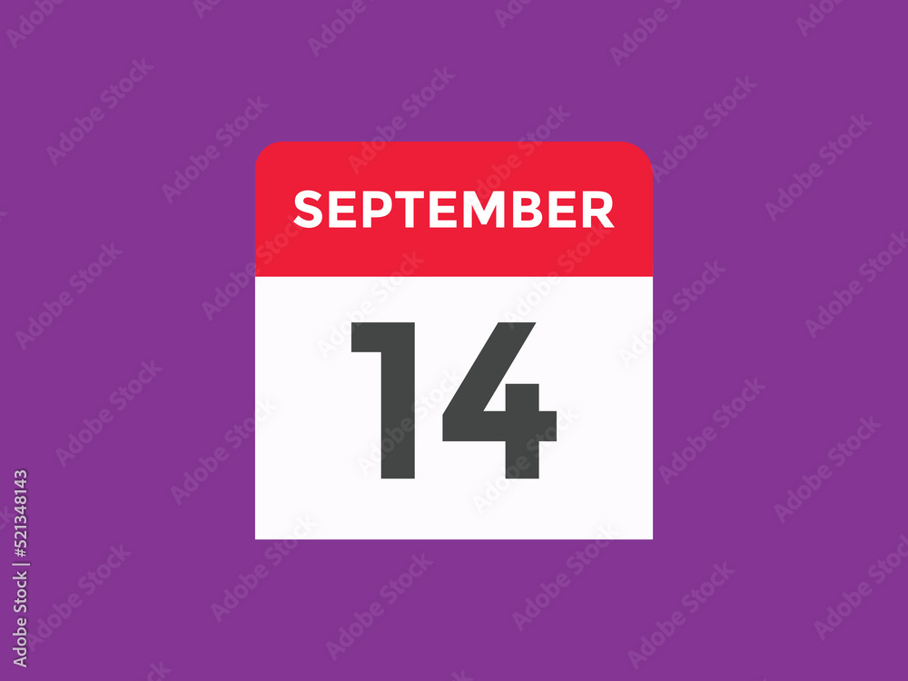 Fototapeta premium september 14 Calendar icon Design. Calendar Date 14th september. Calendar template 