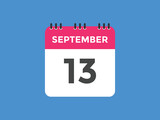 september 13 calendar reminder. 13th september daily calendar icon template. Vector illustration 
