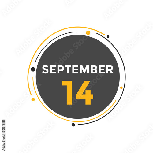september 14 calendar reminder. 14th september daily calendar icon template. Vector illustration 
