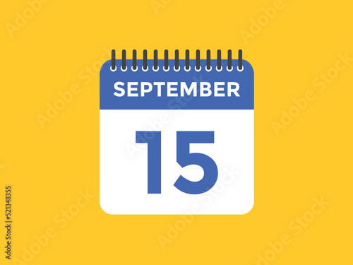 september 15 calendar reminder. 15th september daily calendar icon template. Vector illustration 

