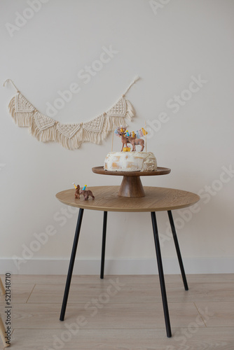 Birthday decoration in boho style with macrame elements