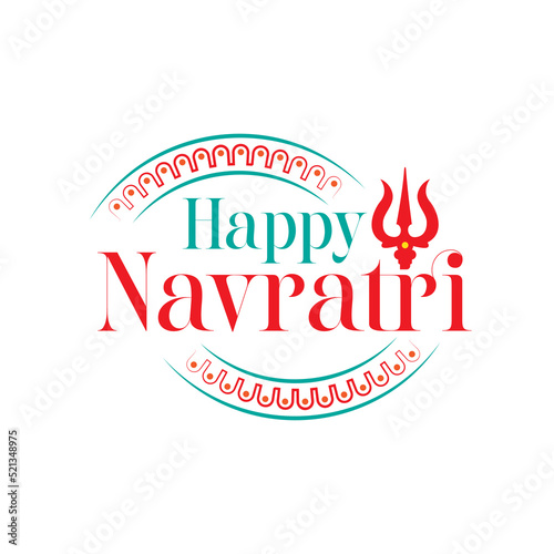 Happy Navratri Festival Greeting Background with Hindu Goddess Durga Face Illustration 