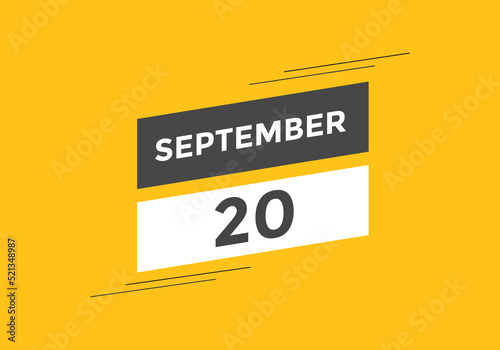 september 20 Calendar icon Design. Calendar Date 20th september. Calendar template 

