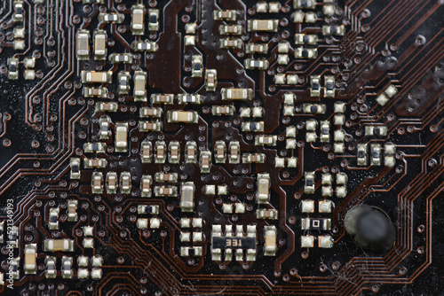 Fotografi Electronic circuit sprayed with water