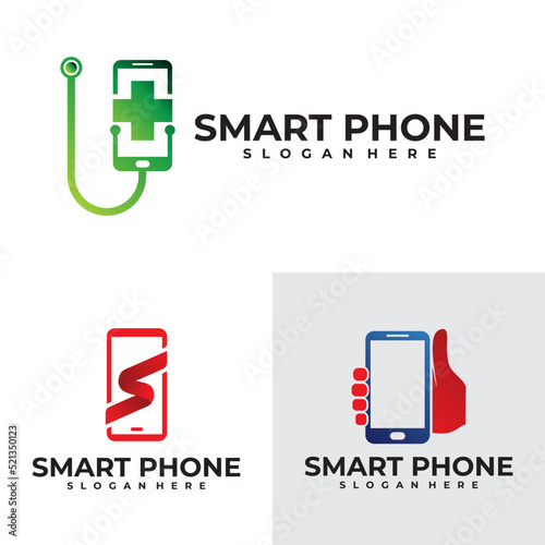 set of phone logo vector design template
