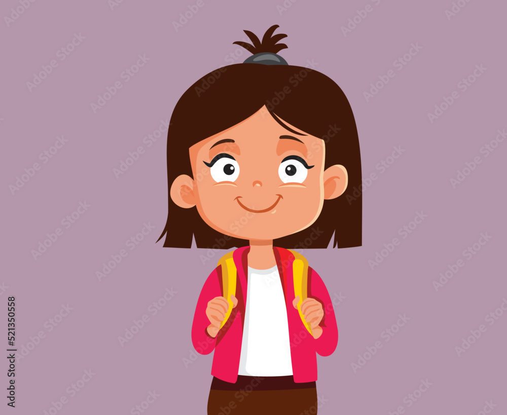 Happy Student Going Back to School Vector Character. Cute little schoolgirl with backpack smiling feeling positive
Happy Student Going Back to School Vector Character. Cute little schoolgirl with backpack smiling feeling positive