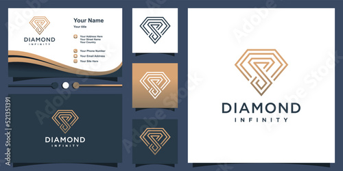 Diamond logo design vector with creative infinity concept Premium Vector