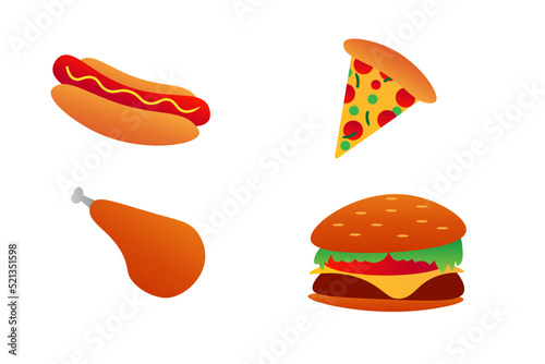 Delicious junk food vector for kid's book cover, gift paper, card and many other