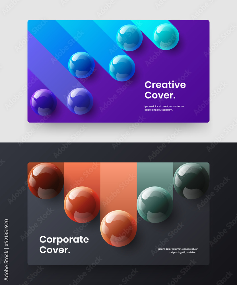 Unique 3D balls website template bundle. Amazing banner vector design concept collection.