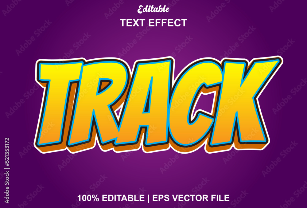 track text effect with yellow color and editable.