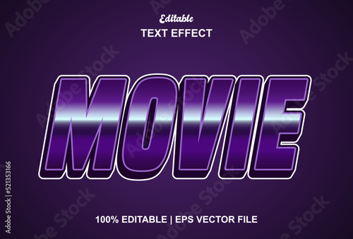 movie text effect with purple color and can be edited.