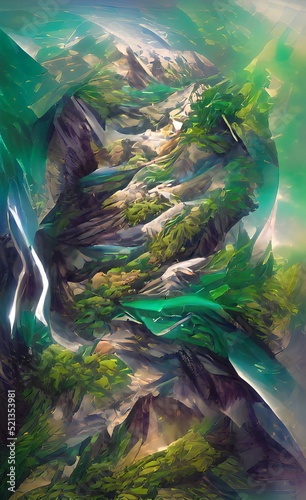 The green long river background illustration © Kreingkrai