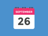 september 26 calendar reminder. 26th september daily calendar icon template. Vector illustration 
