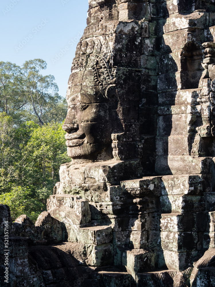 Face towers of Bayon temple in Angkor Thom - Siem Reap, Cambodia