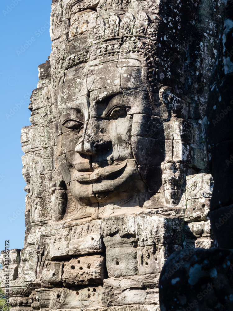 Face towers of Bayon temple in Angkor Thom - Siem Reap, Cambodia