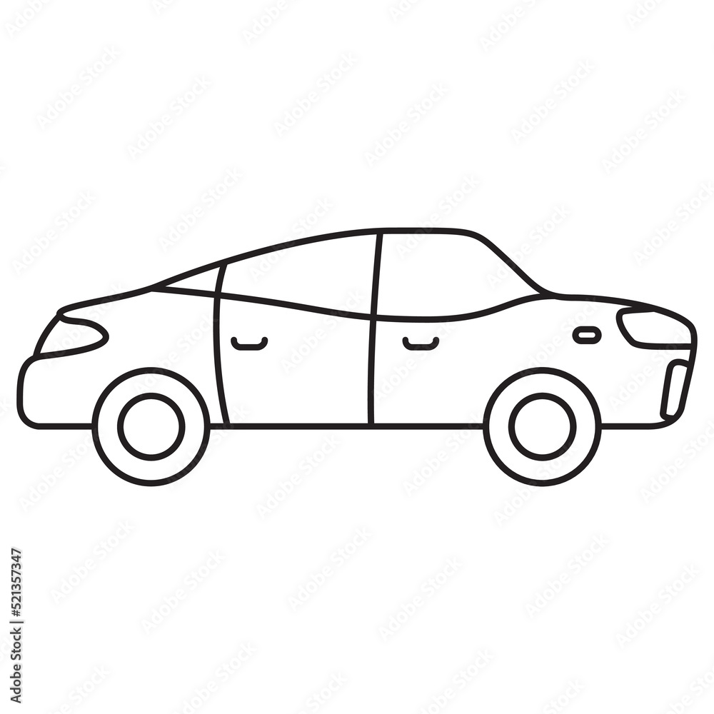 Car line icon.Outline vector sign sedan.Vehicle symbol.Transportation simple style.Isolated on white background. Vector flat illustration.