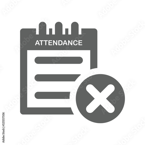 Absentees, attendance, cross icon. Gray vector graphics. photo