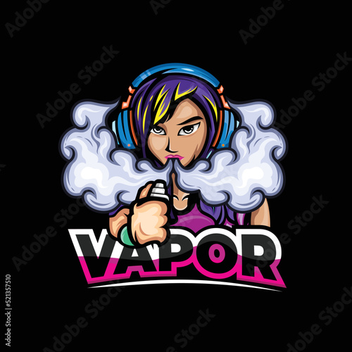 Vapor girl vector and illustration design