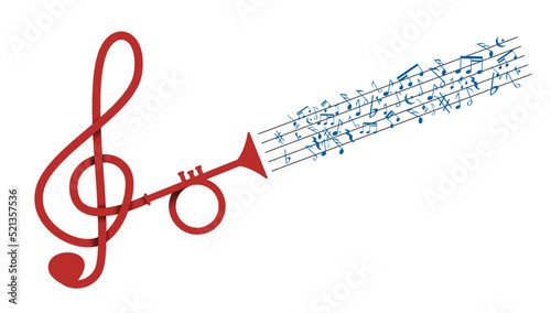 abstract trumpet and musical notes. Jazz and blues concert, music festival. Pattern for poster, cover and advertising. Vector illustration