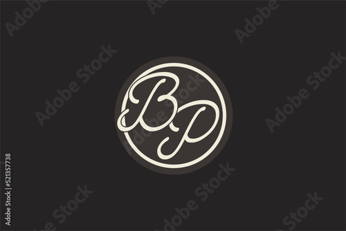 Initial letter BP monogram logo with simple and creative cirle line design ideas photo