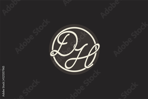 Initial letter DH monogram logo with simple and creative cirle line design ideas