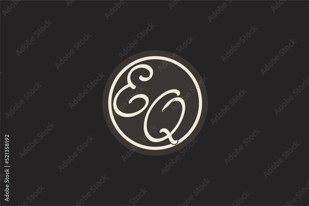 Initial letter EQ monogram logo with simple and creative cirle line ...