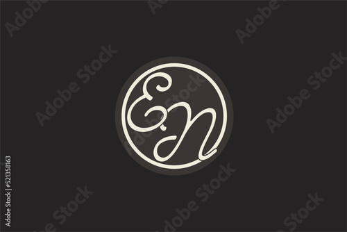 Initial letter EN monogram logo with simple and creative cirle line design ideas