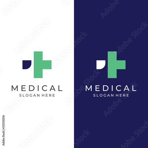 Medical sign logo using a simple and modern plus sign,logo for medical, pharmacy, pharmacy, hospital.With template vector illustration.