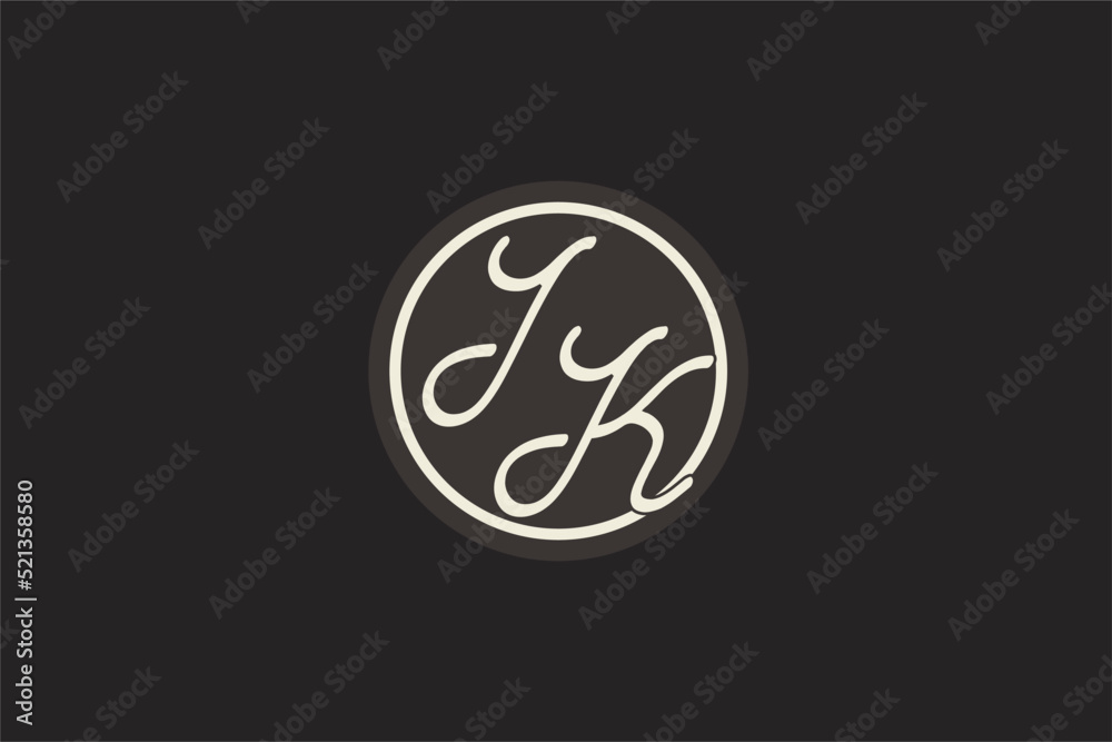 Initial letter IK monogram logo with simple and creative cirle line ...