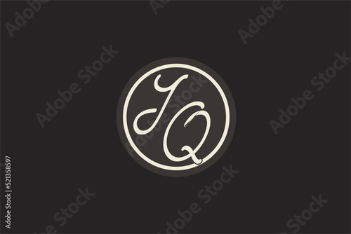 Initial letter IQ monogram logo with simple and creative cirle line design ideas