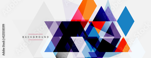 Color triangles composition, geometric abstract background. Techno or business concept, pattern for wallpaper, banner, background, landing page