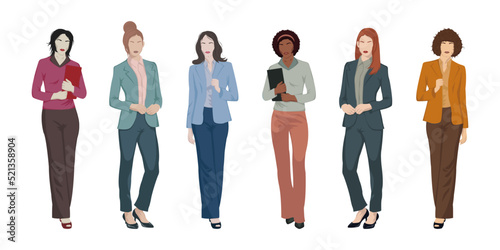 business girl, girl in the office, beautiful business style girl. Set vector