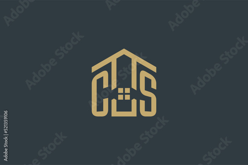 Initial CS logo with abstract house icon design, simple and elegant real estate logo design