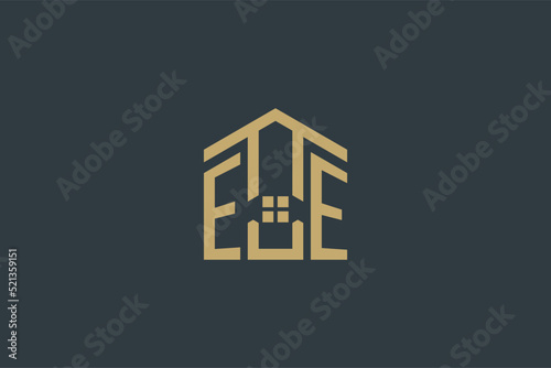 Initial EE logo with abstract house icon design, simple and elegant real estate logo design