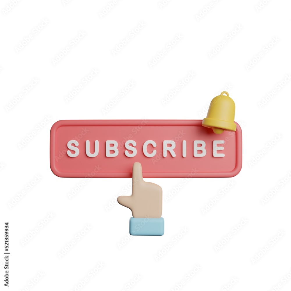 Subscribe Channel VIdeo 3D Rendering Illustration Subscribe Channel VIdeo 3D Rendering Illustration