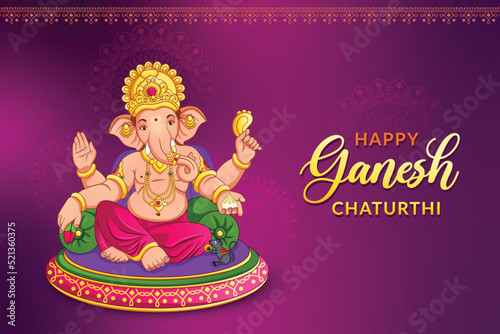 Lord Ganpati for Happy Ganesh Chaturthi festival celebration of India 