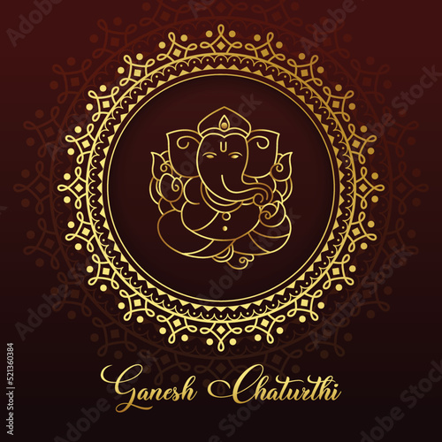 Lord Ganapati Golden face for Happy Ganesh Chaturthi 