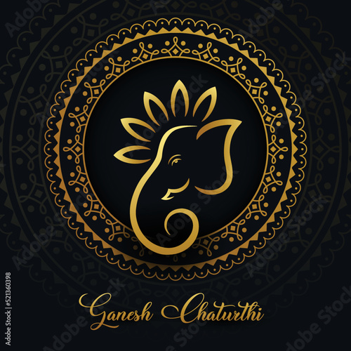 Lord Ganesh Golden face for Happy Ganesh Chaturthi 