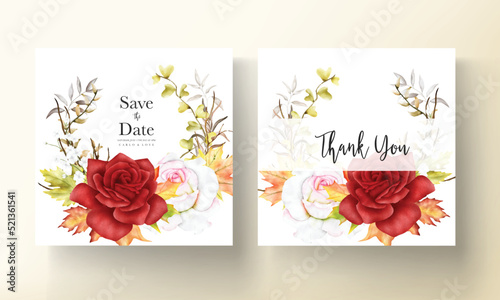 beautiful watercolor floral wreath invitation card set © mariadeta