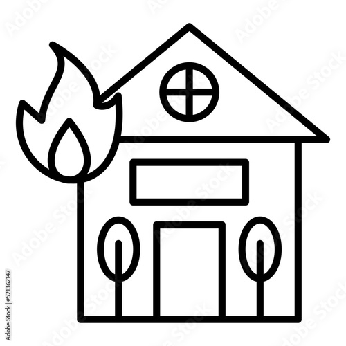 House Fire Line Icon