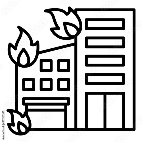 Building Fire Line Icon